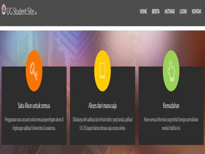 Student site Gunadarma tampilan aplikasi