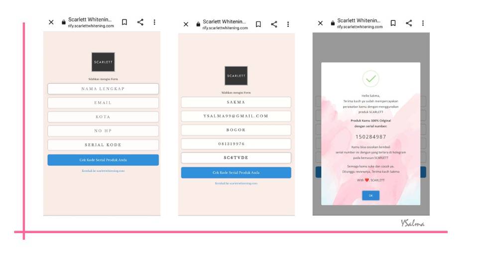 Bukti keaslian produk Scarlett